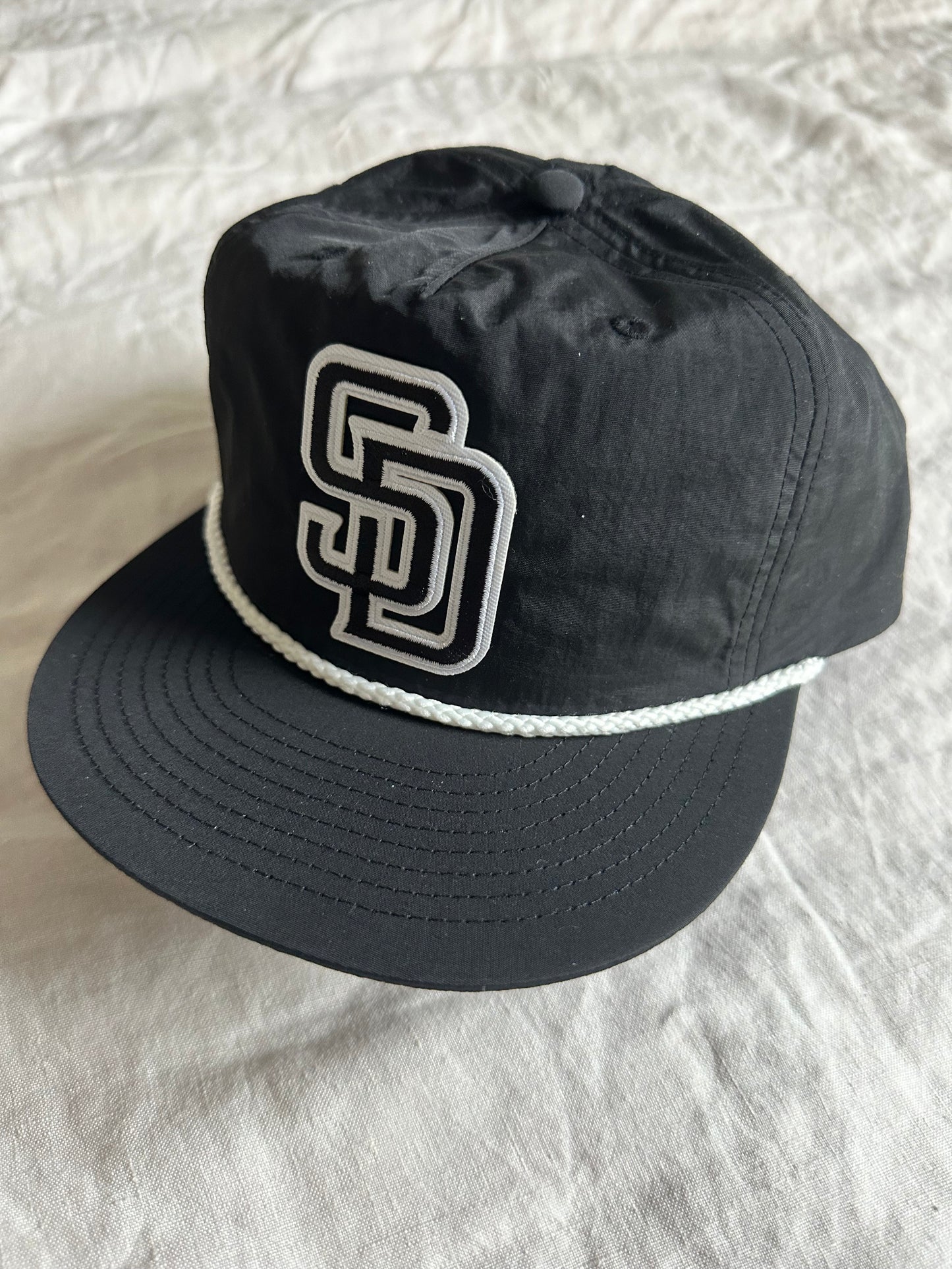 SD Padres Hat Black with White Rope