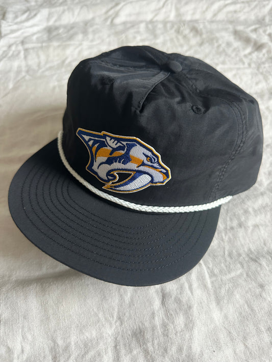 Nashville Predators Hat Black with White Rope