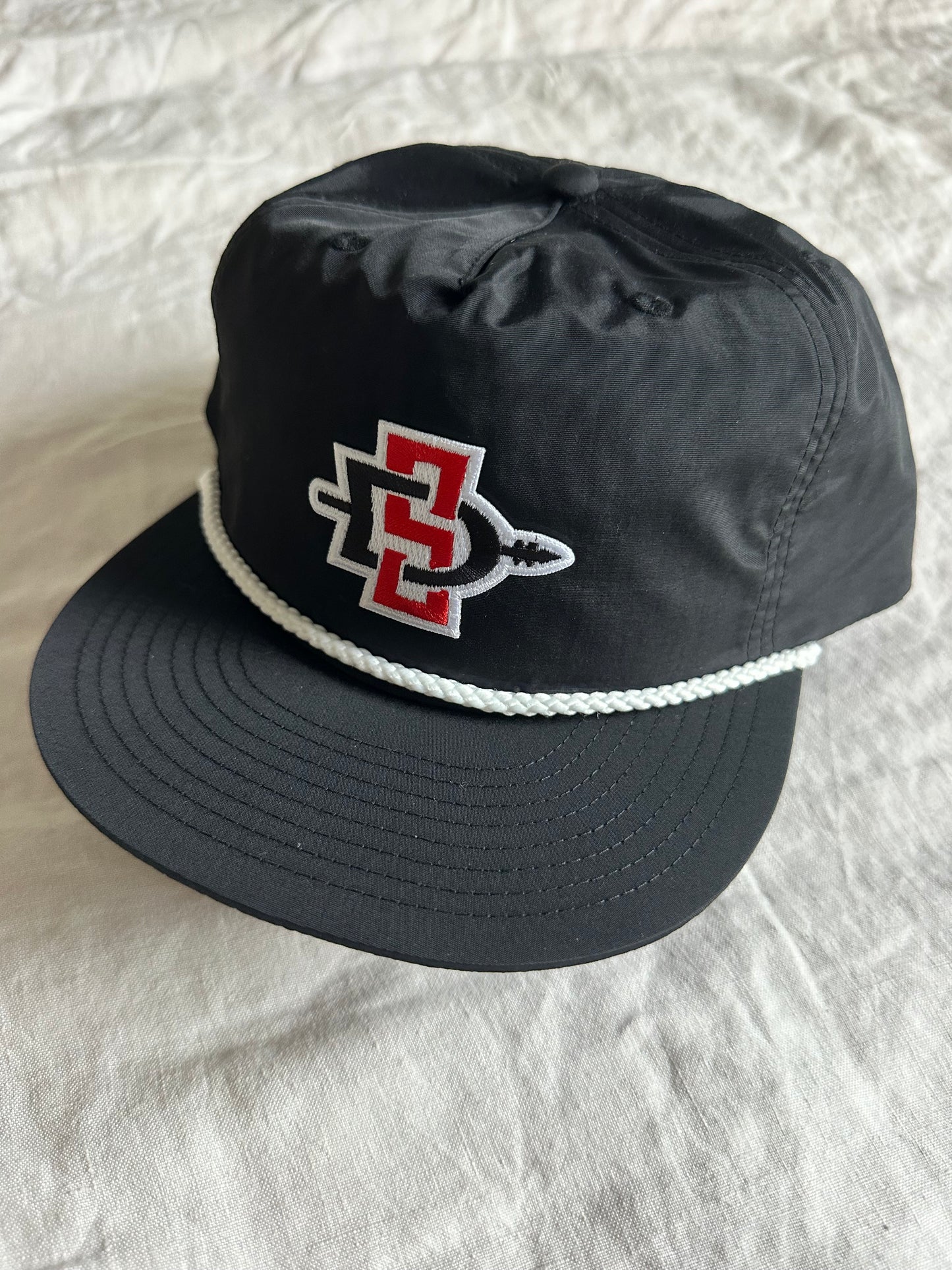 SDSU Hat Black with White Rope