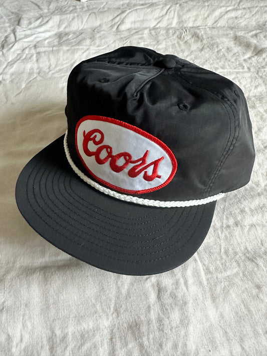 Coors Hat Black with White Rope